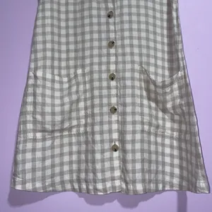 NEW Lou & Grey Linen Dress Women XS Tan Gingham Button Beach Vacation Preppy thumbnail 3
