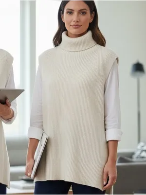Lauren Ralph Lauren Cream Cable Knit Mock Neck Sweater Vest 2X thumbnail 11