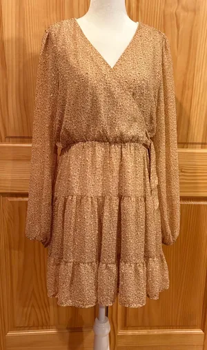 Altar'd State boho leopard print mini dress women’s L thumbnail 1