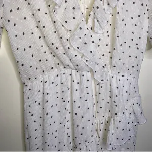 Zara White Black Polka Dot Ruffle Wrap Romper Size M thumbnail 11
