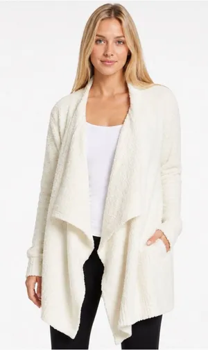 UGG Phoebe Wrap Cardigan Women Cream Open Front Cozy Longline Sweater Pockets thumbnail 1