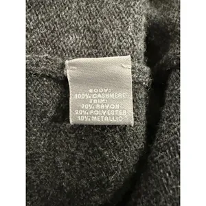 Neiman Marcus Cashmere Collection Gray Metallic Trim Short Sleeve Sweater M thumbnail 7