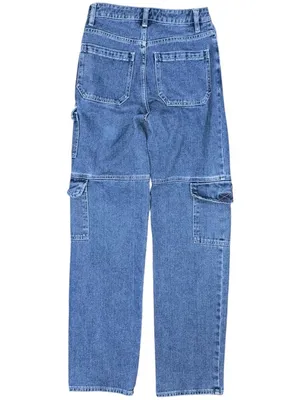 Pacsun Jeans 90s Boyfriend Straight 24 Medium Blue Denim Cargo Utility Workwear thumbnail 2