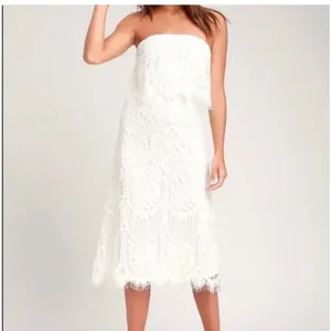 Lulus NWT White Lace Strapless Midi Dress medium thumbnail 6