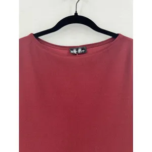 Bella Flore Burgundy Bell Sleeve Dress L Ruffle Flare Sleeve Shift Cocktail Chic thumbnail 3