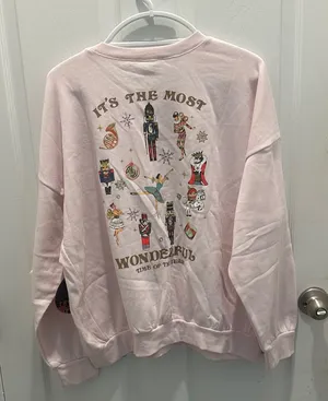 Truself Women's Pink Holiday Graphic Sweater thumbnail 1