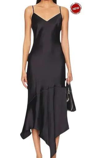 Steve Madden Black Asymmetrical Satin Dress Women Medium NWT MSRP $89 | 31-27 thumbnail 6