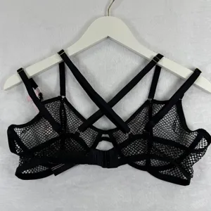 Victorias Secret Very Sexy Low Cut Demi Bra Black Fishnet Mesh XL 521276-QB4 NEW thumbnail 9
