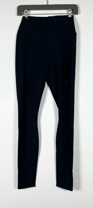 Alo Yoga Women's Warrior High Waisted Ripped Athletic Work Out Leggings Black M thumbnail 1