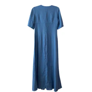 Alexis Jameela Shell Blue Linen Maxi Dress Tie‎ Front Button Size L thumbnail 4