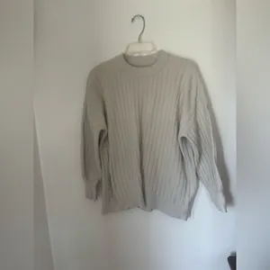 Aerie Wide Ribbed Crewneck Sweater Size Small Gray thumbnail 5