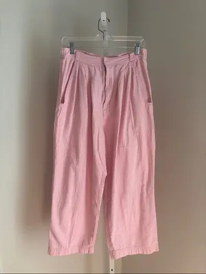 Free People Lotta Love Linen Trousers Pink Rose Size 10 thumbnail 4