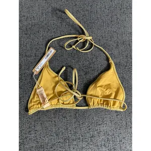 SKIMS Metallic Swim Triangle Top Gold size M NWT Shimmer Halter thumbnail 2