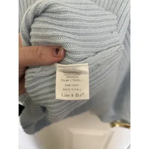 Revolve Line & Dot Light Blue Rib Knit Balloon Sleeve Mock Neck Sweater XS Minimalist thumbnail 6