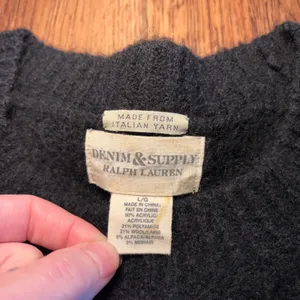 Ralph Lauren Denim &‎ Supply Black Knit Wool Alpaca Mohair Sweater Womens Large thumbnail 2
