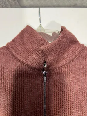 Reformation brown Ribbed Zip-Front Mock Collar top size S thumbnail 6