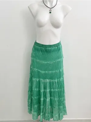 NEW METROWEAR Crinkle Madi tiered Skirt Green SMALL beach Boho Hippie Peasant thumbnail 5