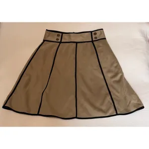 Emporio Armani Beige A-Line Skirt Black Contrast Piping Paneled Sz 42/US 6 thumbnail 3