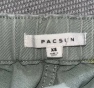PacSun Paperbag Sage Light Green Cargo Jean Shorts With Elastic Waist Band Sz Xs thumbnail 4