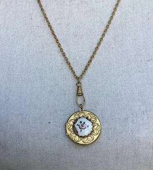 Gold toned locket Necklace with Floral Design thumbnail 2