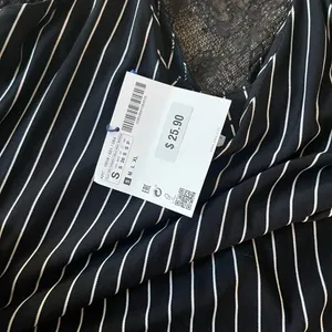 ZARA Black and White Striped lace cami Top never worn thumbnail 5