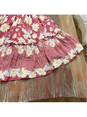 Free People Bali Wild Daisy Mini Dress Ruffle Straps Slip Renaissance Red Small thumbnail 6