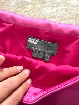 Anthropologie Pink Satin and Rhinestone Mini Skirt thumbnail 5