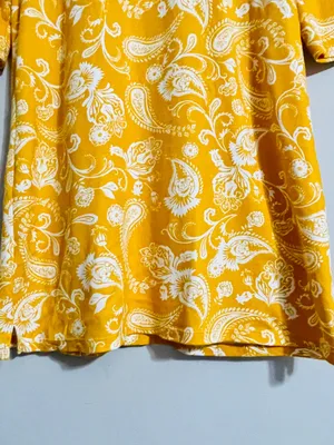 Kim Rogers Mustard Yellow Paisley Tunic Shirt Dress L Cotton Preppy Retro Mod thumbnail 9