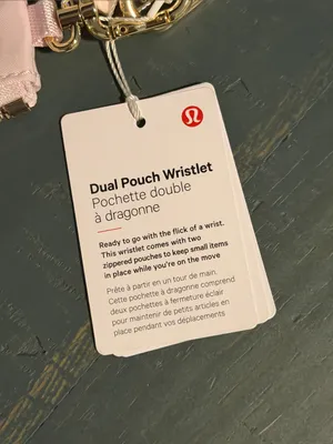 NWT lululemon athletica Pink & Cream Keychain Card Holder Set with Wrist Strap thumbnail 2