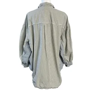 Free People Oversized Happy Hour Oxford Button Down Shirt Preppy Stripes Medium thumbnail 9