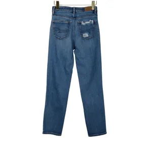 American Eagle Mom Straight Jean Ripped High Rise Jeans Size 0 thumbnail 4