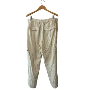 Anthropologie Pilcro Linen Cargo Pants Ivory Wide Leg NWT XL thumbnail 5