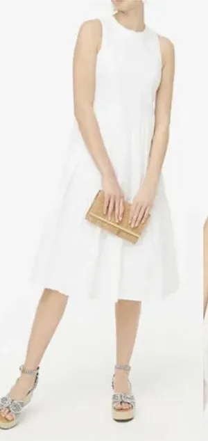 J Crew‎ white sleeveless tiered midi dress size 10 vacation cruise bridal shower thumbnail 1