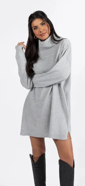 Grey Sweater Dress Small Gray thumbnail 1