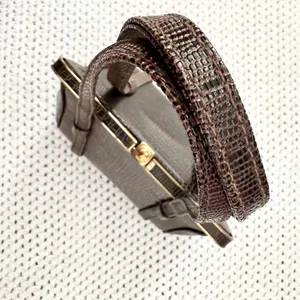 After Five Brown Reptile Textured Leather Framed Small Evening Bag Vintage thumbnail 6