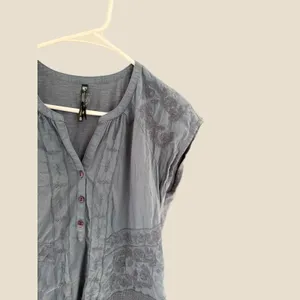 KUHL‎ Womens Blue Organic Cotton Embroidered Cap Sleeve Boho Top Small thumbnail 2