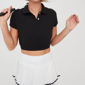 NWT Aerie Courtside Bubble Hem Cropped Polo Preppy T-shirt size medium thumbnail 2