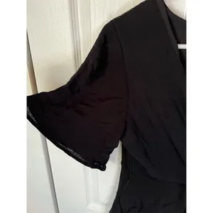 Topshop Women's Black Wrap Mini Dress with Ruffle Detail Size L thumbnail 3