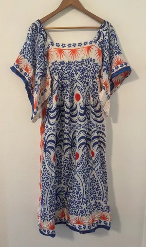 Farm Rio Afternoon Breeze Midi Dress Kaftan Square Neck Boho Beachy Vacation XS thumbnail 1