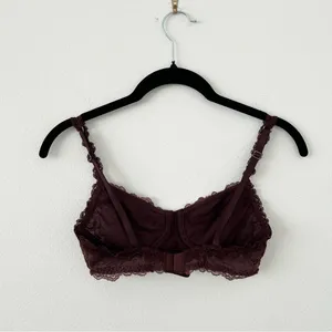 Aerie Dark Red Brown Sheer Lace Bra thumbnail 2