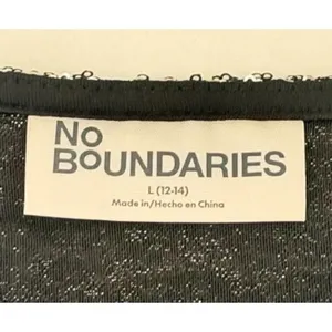 No Boundaries Sequin Cropped Skirt Set Sz L Silver Black Lace Trim Party Glam thumbnail 3