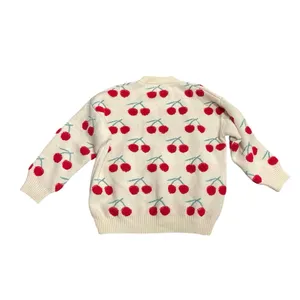 Cider Crewneck Pullover Cherry Chunky Knit Sweater Whimsical Cottagecore Cozy thumbnail 2