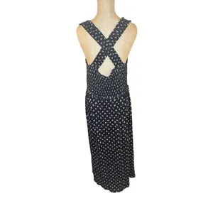 Boden Black Floral Smocked Midi Dress Square Neck Cross Back‎ Feminine 14R thumbnail 8
