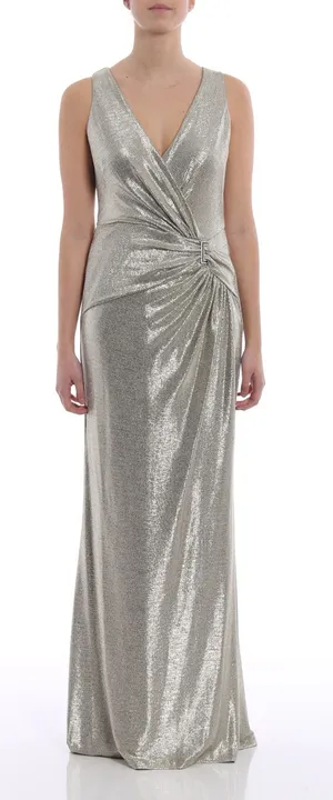 Lauren Ralph Lauren Gold Metallic Evening Gown / Arlenis metallized evening dres thumbnail 1