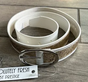 Fresh White and Brown Woven Belt thumbnail 1