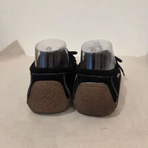 Black Leather Moccasin Sneakers Lace Up Comfort Suede Boho Indie Western 7.5 thumbnail 5