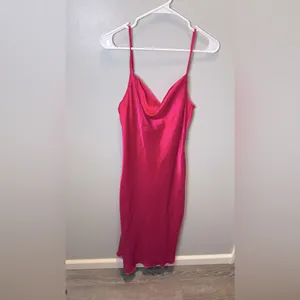 Bebe Women's Satin Cowl Neck Slip Midi Dress Fuchsia‎ Pink Size Medium thumbnail 2