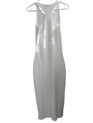 Mango Textured Dress with Opening Back Slit Lia Off White NWT Size 6 / Medium thumbnail 8