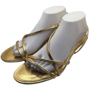 Zara Gold Leather Slingback Kitten Heel Sandals Special Occasion Event‎ Chic 10 thumbnail 3