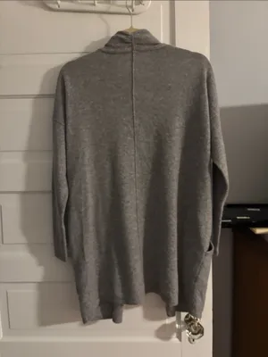Cozy Open-Front Gray Cashmere Women's Cardigan Sweater thumbnail 4